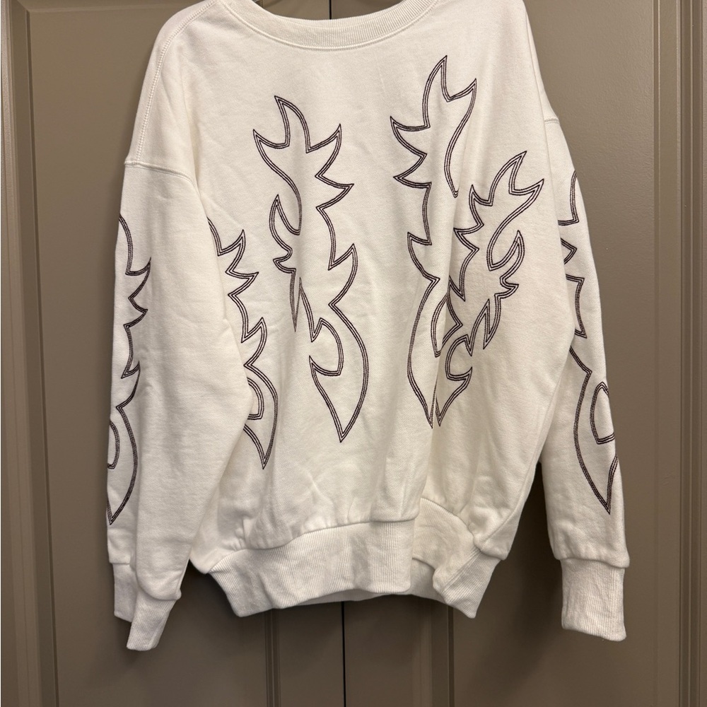 NWT BLUE B WOMEN'S OFF WHITE BOOT STITCHED SWEATSHIRT